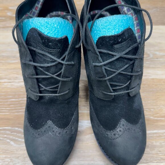 Sperry Emory Black Leather/Suede Lug Sole Heeled Oxford Shoe Women's Size 8 - Picture 2 of 7